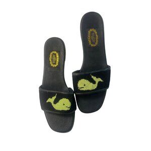 The Larkspur Collection Slip On Mule Shoes Needlepoint Grasshopper Large 9 9.5